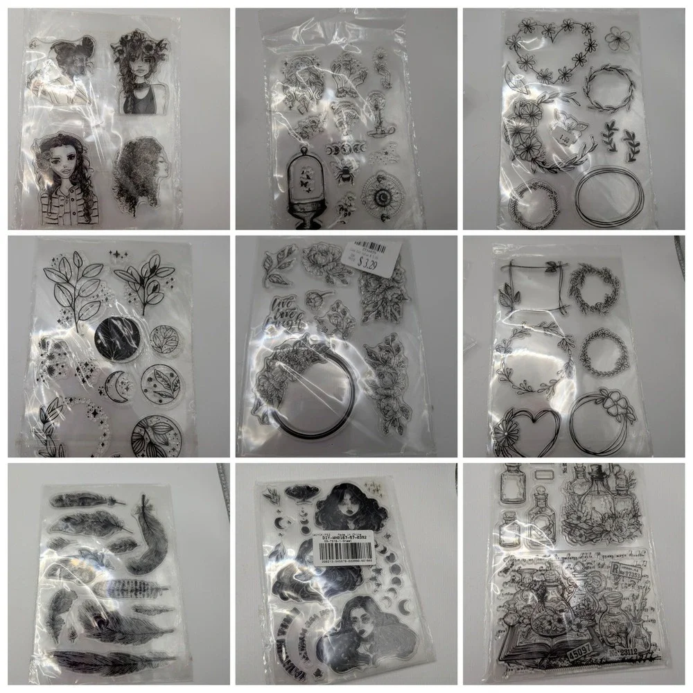 Clear SILICONE Stamp Lot DIY GYPSY Mystical Celestial Botanical Moon Floral Boho